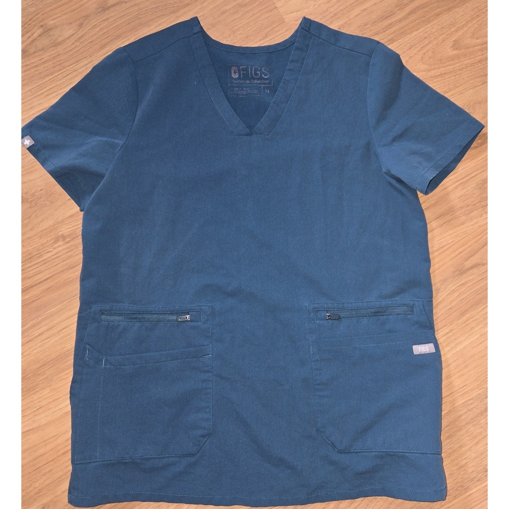 Figgs Technical Collection Teal Medical Scrub Top Size XS